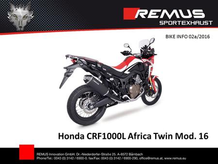 Honda CRF1000L Africa Twin Mod. 16 BIKE INFO 02a/2016.