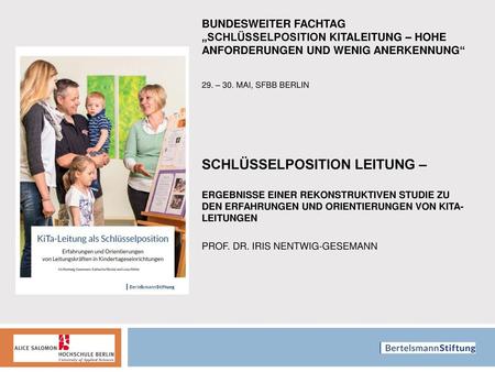 Bundesweiter Fachtag „Schlüsselposition Kitaleitung – Hohe Anforderungen und wenig Anerkennung“ 29. – 30. Mai, SFBB Berlin Schlüsselposition Leitung.