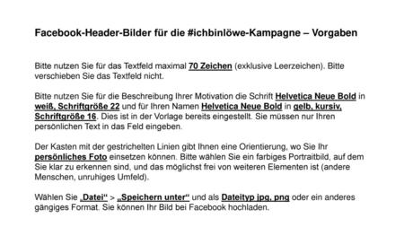 Facebook-Header-Bilder für die #ichbinlöwe-Kampagne – Vorgaben