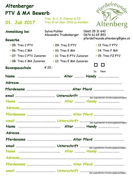 Altenberger PTV & MA Bewerb 01. Juli 2017