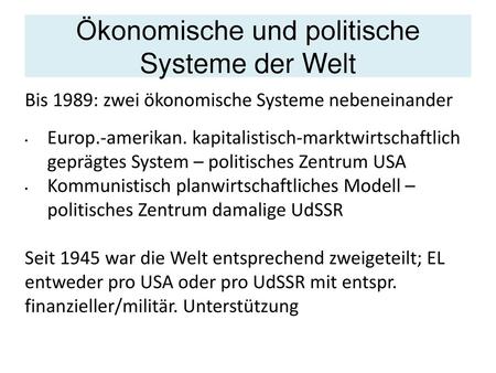 Ökonomische und politische Systeme der Welt