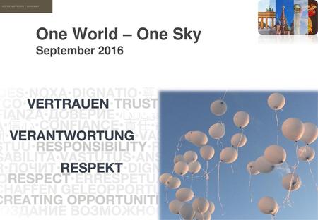 One World – One Sky  September 2016