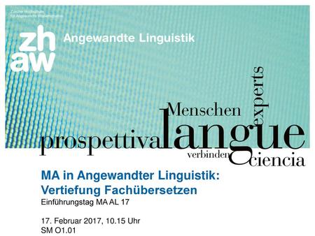 MA in Angewandter Linguistik: Vertiefung Fachübersetzen
