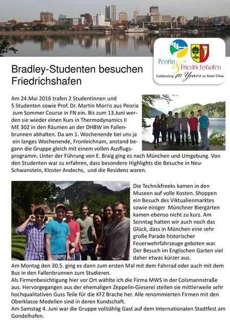 Bradley-Studenten besuchen Friedrichshafen