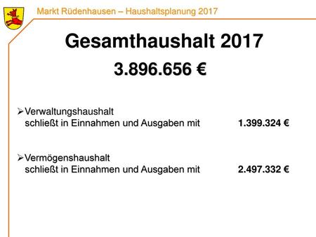 Markt Rüdenhausen – Haushaltsplanung 2017