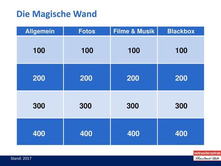 Die Magische Wand Allgemein Fotos Filme & Musik Blackbox 100 100 100