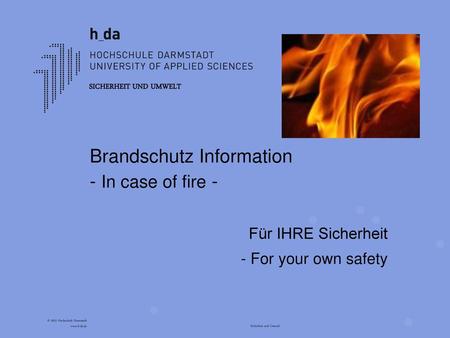 Brandschutz Information - In case of fire -