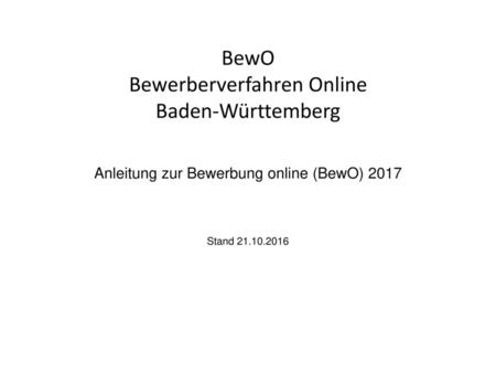 BewO Bewerberverfahren Online Baden-Württemberg