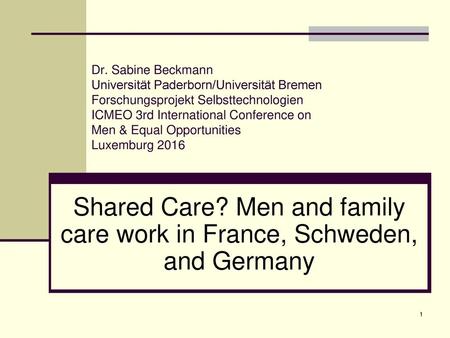 Shared Care? Men and family care work in France, Schweden, and Germany
