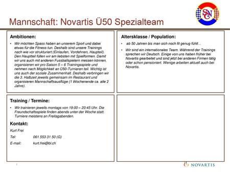 Mannschaft: Novartis Ü50 Spezialteam
