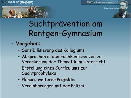Suchtprävention am Röntgen-Gymnasium