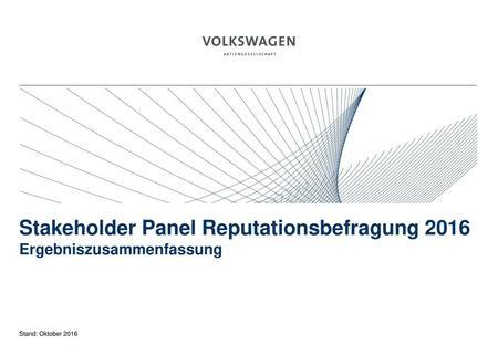 Stakeholder Panel Reputationsbefragung 2016 Ergebniszusammenfassung