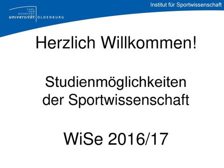 Studienmöglichkeiten der Sportwissenschaft WiSe 2016/17