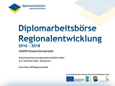Diplomarbeitsbörse Regionalentwicklung 2016 – 2018