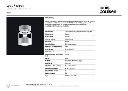 Louis Poulsen Magazin Mini/Normal Beschreibung