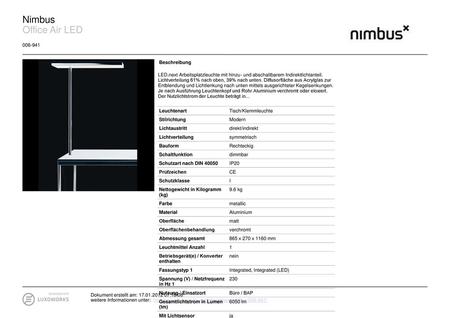 Nimbus Office Air LED Beschreibung
