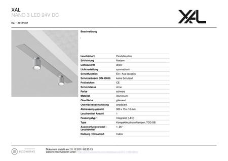 XAL NANO 3 LED 24V DC M Beschreibung - Leuchtenart