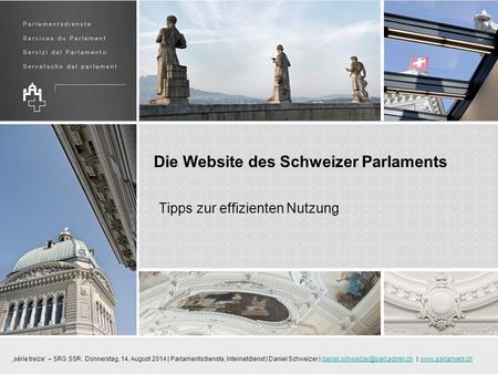 Die Website des Schweizer Parlaments