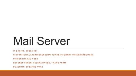 Mail Server IT Basics, Sose 2014
