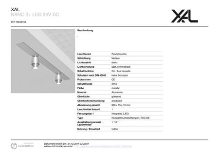 XAL NANO 3+ LED 24V DC S Beschreibung - Leuchtenart