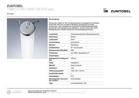 ZUMTOBEL TUBILUX PM 1/36W T26 EVG opal Beschreibung