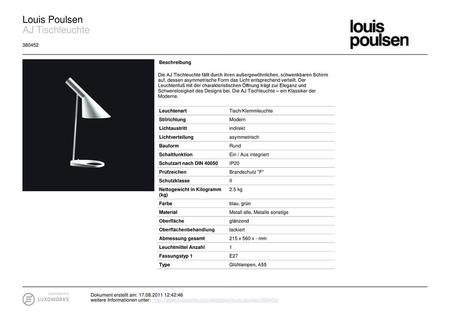 Louis Poulsen AJ Tischleuchte Beschreibung