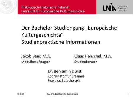 Der Bachelor-Studiengang „Europäische Kulturgeschichte“