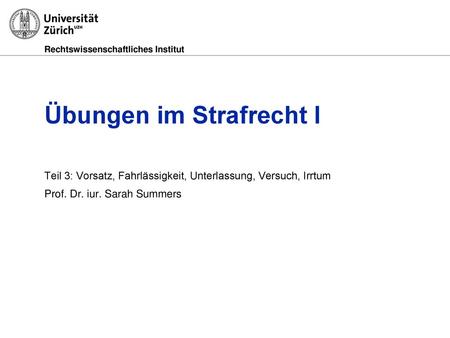 Übungen im Strafrecht I