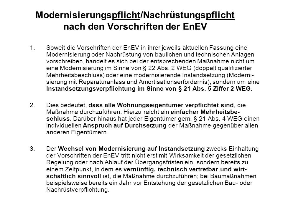 modernisierende instandsetzung mehrheit