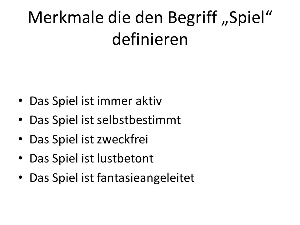 Merkmale Spiel Merkmale Spiel