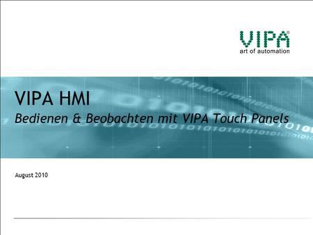 VIPA HMI Bedienen & Beobachten mit VIPA Touch Panels