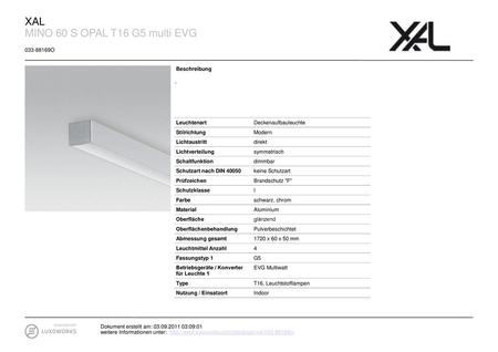 XAL MINO 60 S OPAL T16 G5 multi EVG O Beschreibung -