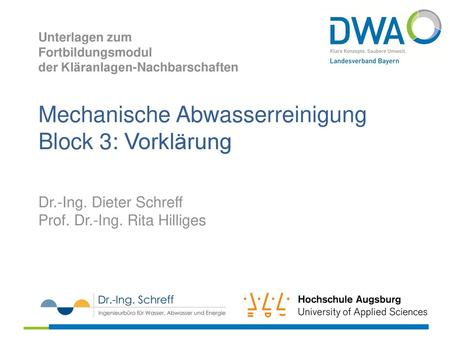 Mechanische Abwasserreinigung Block 3: Vorklärung