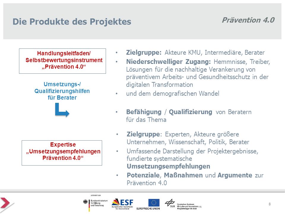 Die Produkte des Projektes