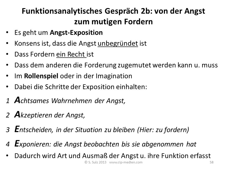 Funktionsanalytisches Gespräch 2b: von der Angst zum mutigen Fordern