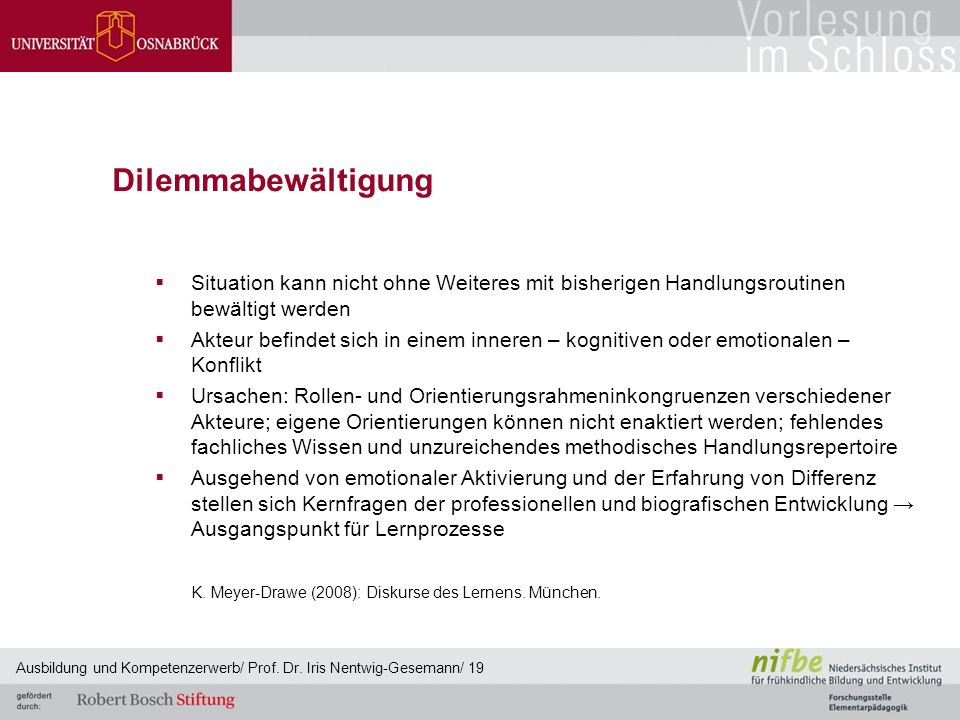 Dilemmabewältigung Situation kann nicht ohne Weiteres mit bisherigen Handlungsroutinen bewältigt werden.