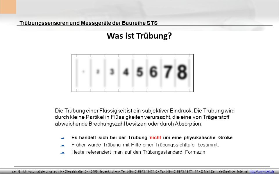 Was ist Trübung Trübungssensoren und Messgeräte der Baureihe STS