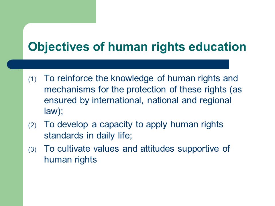 Objectives of human rights education