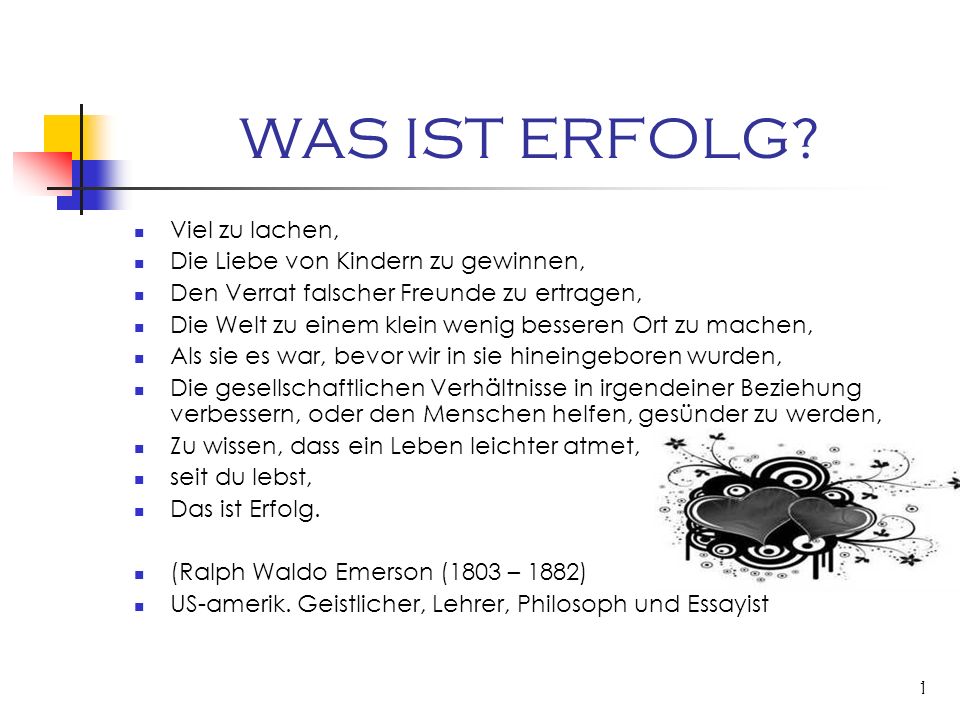 WAS IST ERFOLG Viel zu lachen, Die Liebe von Kindern zu gewinnen,