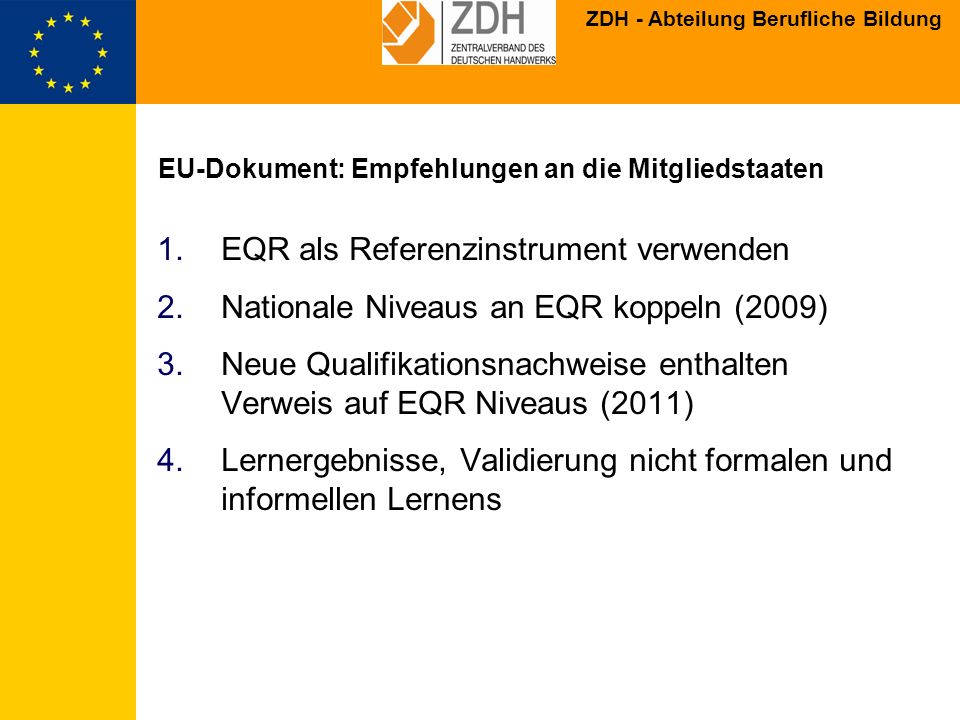 EU-Dokument: Empfehlungen an die Mitgliedstaaten