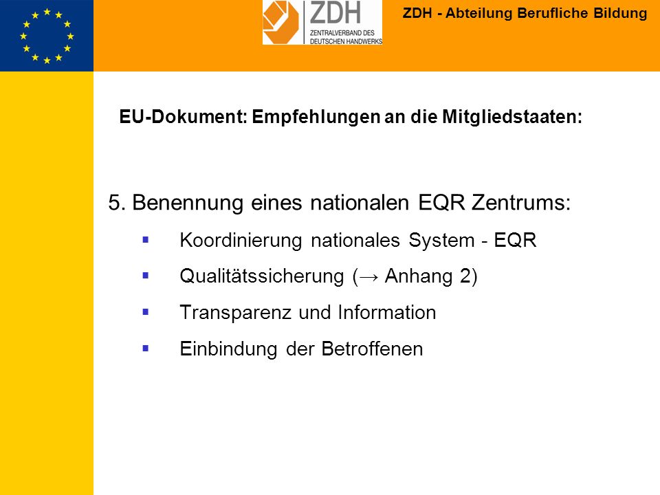 EU-Dokument: Empfehlungen an die Mitgliedstaaten: