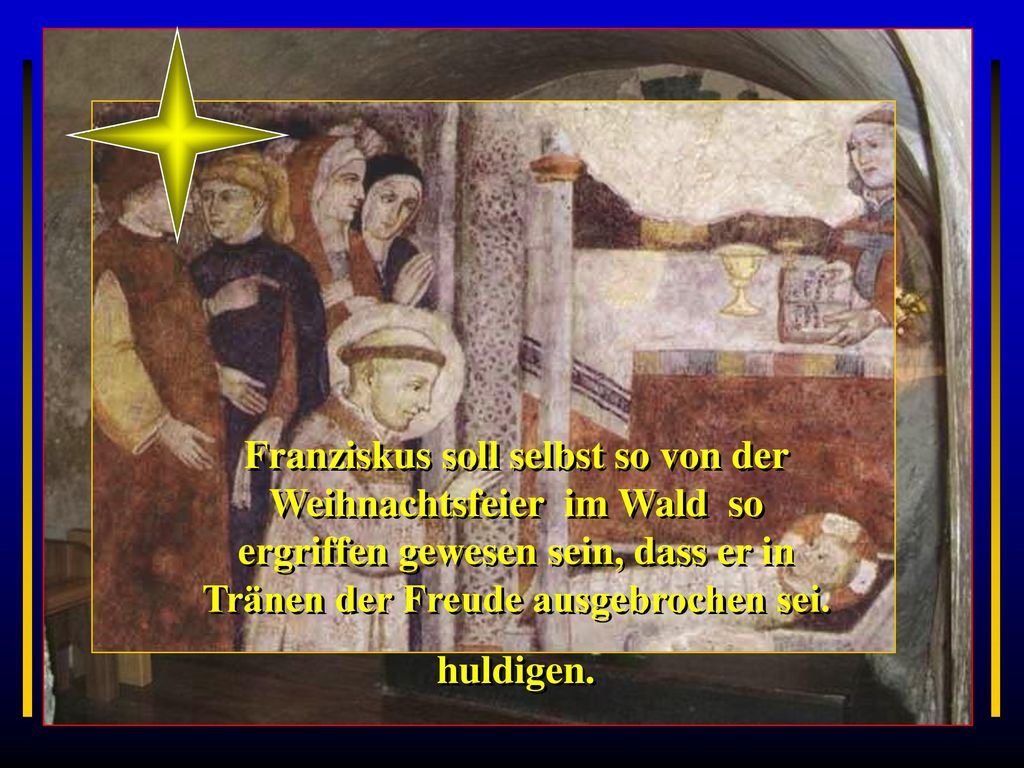 Es war die einfache und arme Landbevölkerung, die mit bescheidenen Geschenken, wohl auch mit ihren Tieren, kam, um in der Grotte dem Gotteskind zu huldigen.