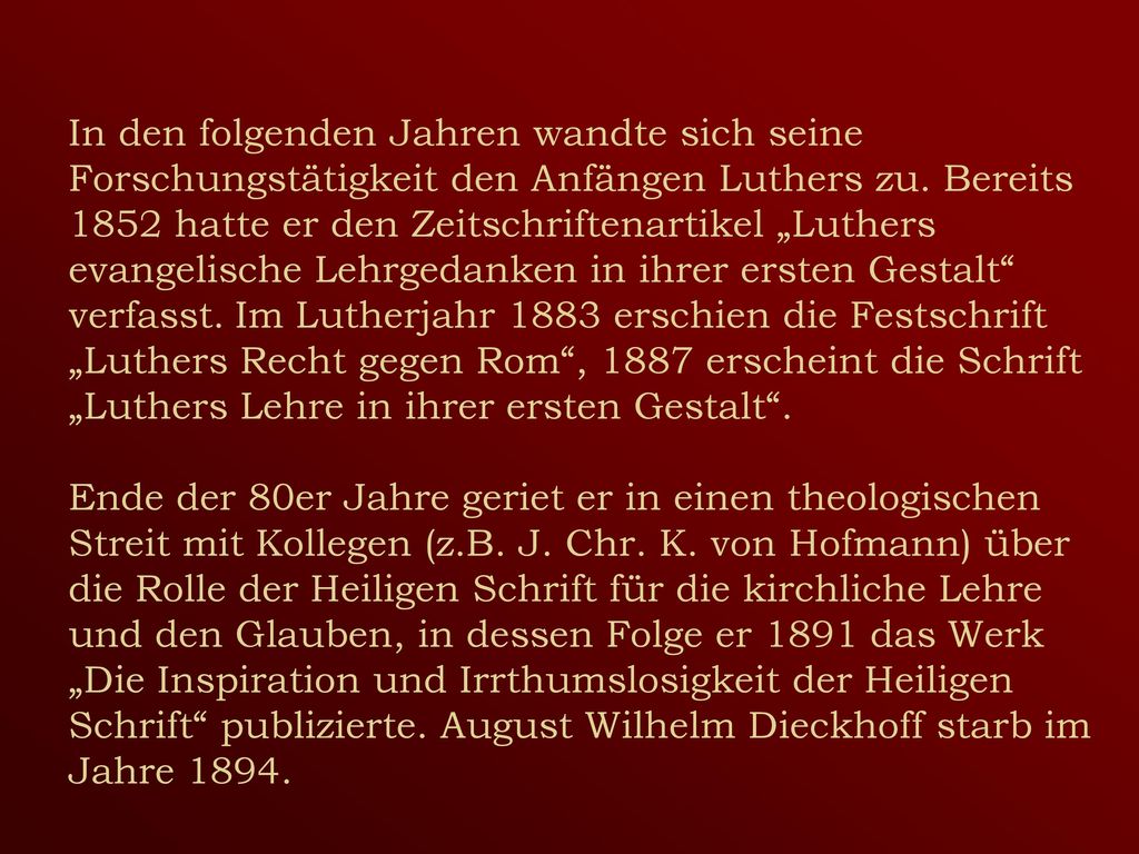 In den folgenden Jahren wandte sich seine Forschungstätigkeit den Anfängen Luthers zu.