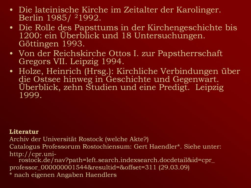 Die lateinische Kirche im Zeitalter der Karolinger. Berlin 1985/