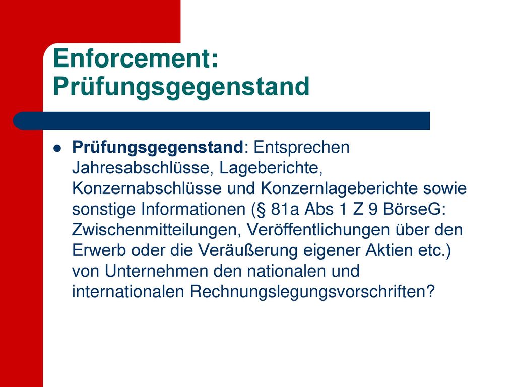 Enforcement: Prüfungsgegenstand