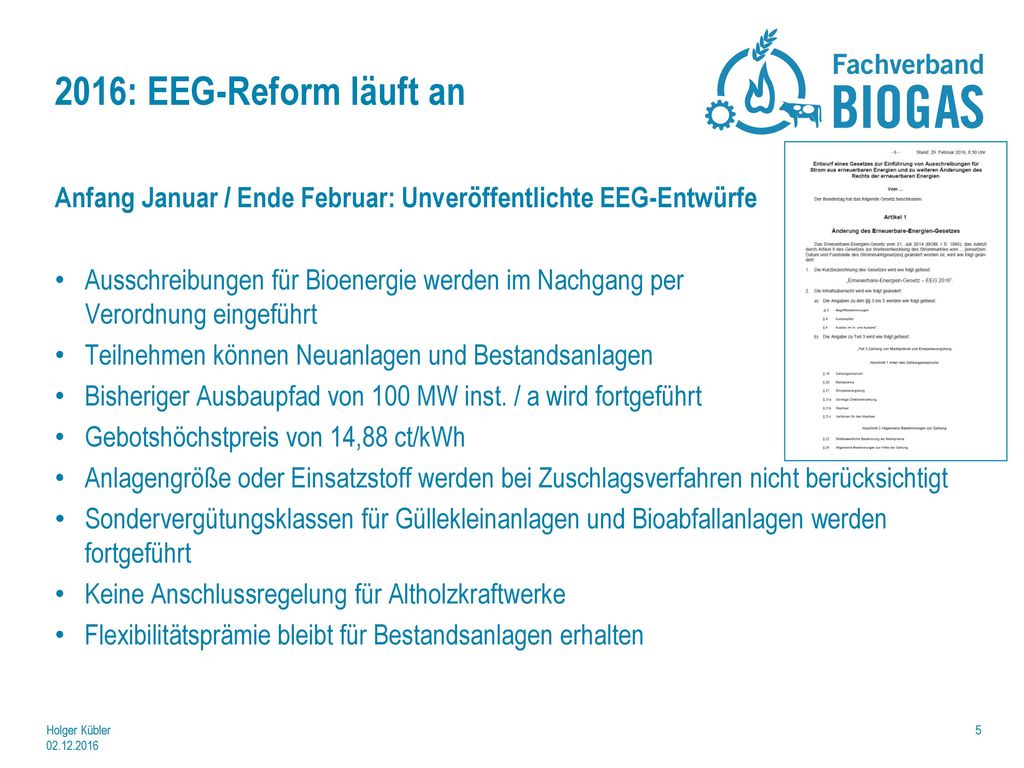 2016: EEG-Reform läuft an Anfang Januar / Ende Februar: Unveröffentlichte EEG-Entwürfe.