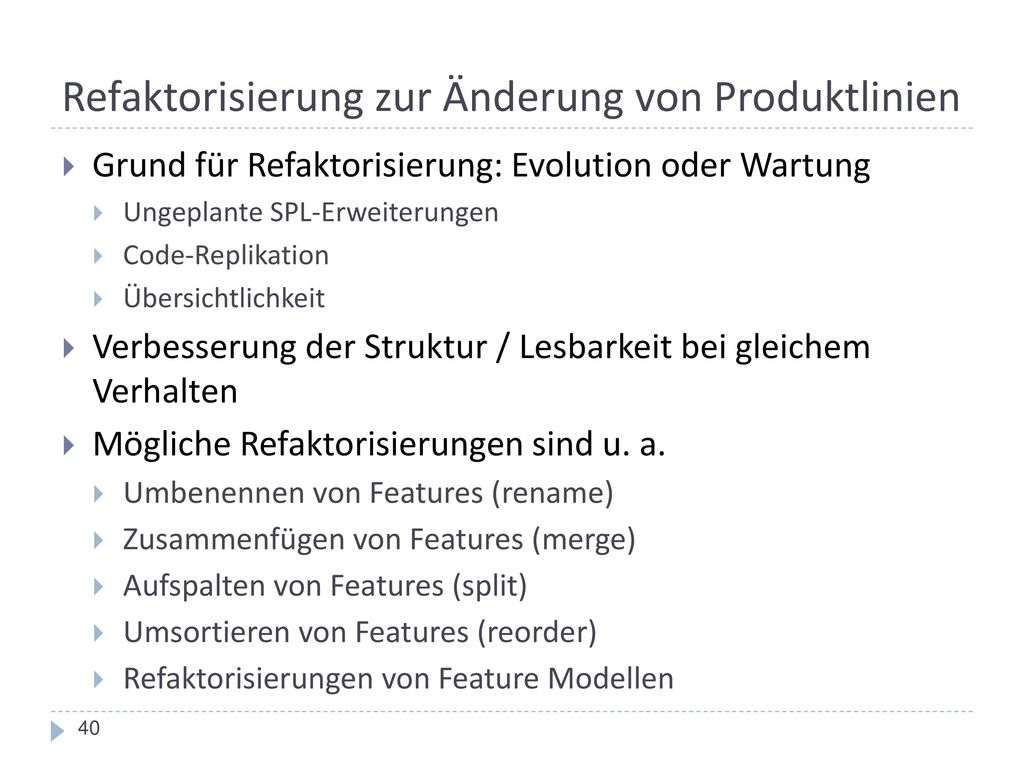 Refaktorisierung zur Änderung von Produktlinien