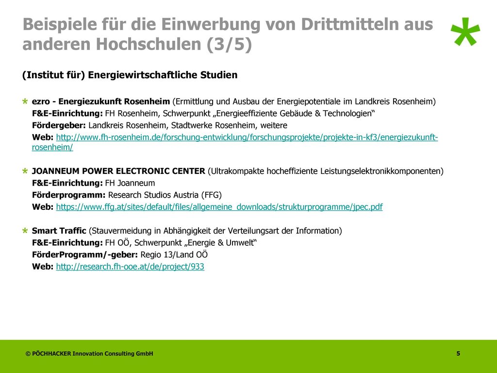Beispiele für die Einwerbung von Drittmitteln aus anderen Hochschulen (3/5)