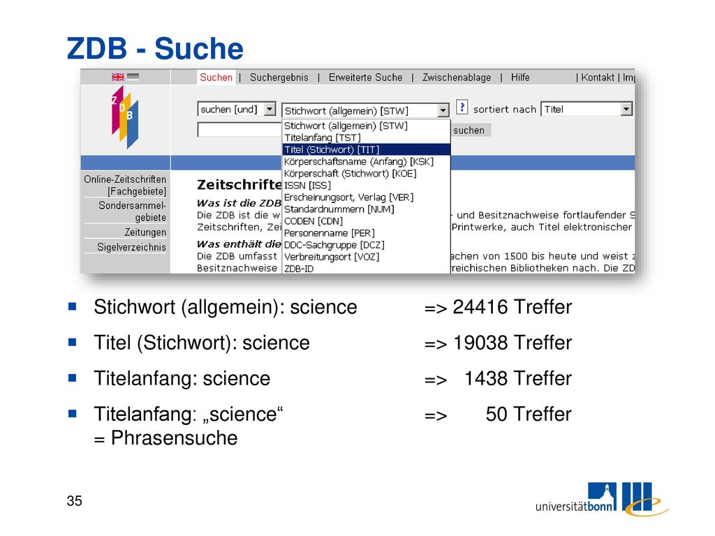 ZDB - Besitznachweise hier: nur wenige Jahrgänge vorhanden Bibliothek