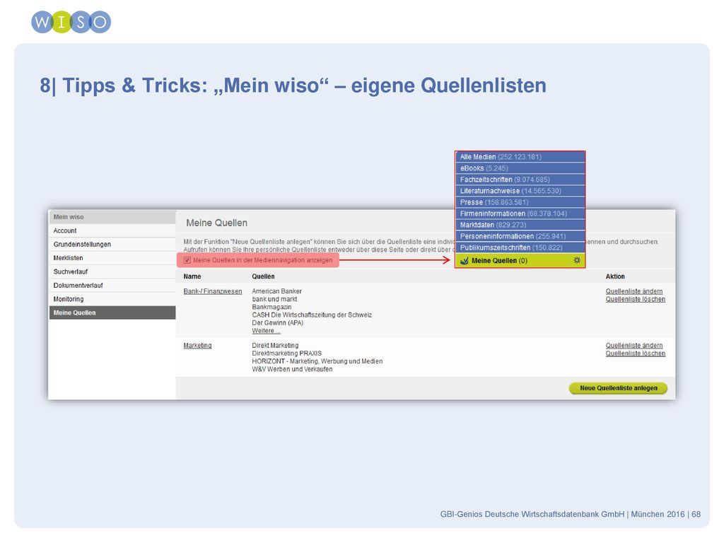 8| Tipps & Tricks: „Mein wiso – eigene Quellenlisten